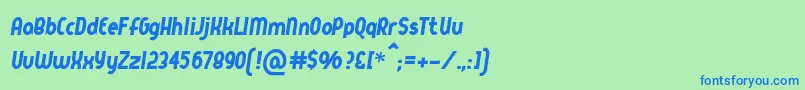 フォントQueerstreet – 青い文字は緑の背景です。