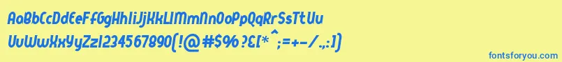 Queerstreet-fontti – siniset fontit keltaisella taustalla