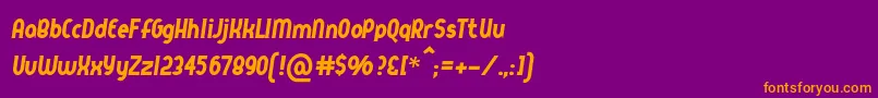 Queerstreet-Schriftart – Orangefarbene Schriften auf violettem Hintergrund