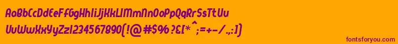 Saiba mais sobre a fonte Queerstreet Fonte Queerstreet – fontes roxas em um fundo laranja