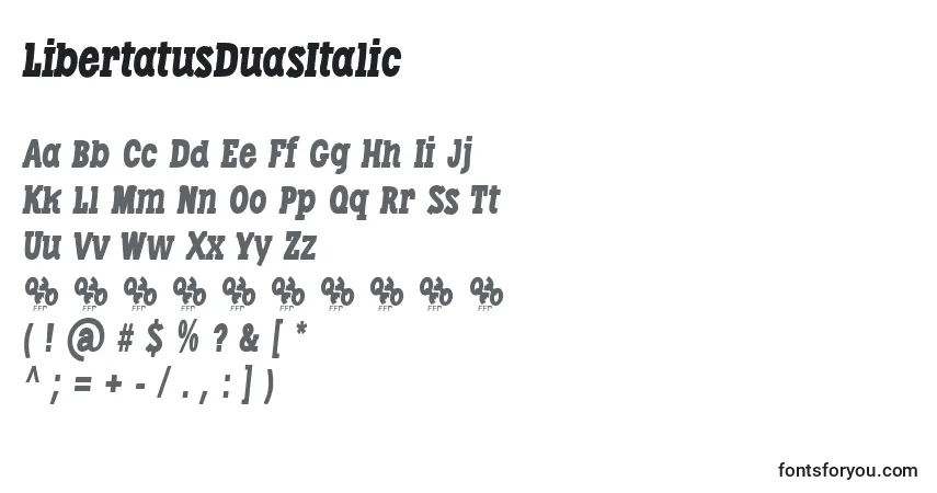 Police LibertatusDuasItalic - Alphabet, Chiffres, Caractères Spéciaux