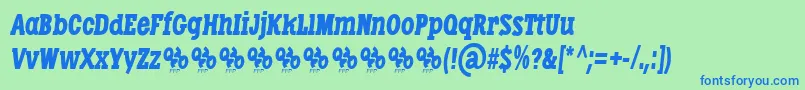 Czcionka LibertatusDuasItalic – niebieskie czcionki na zielonym tle