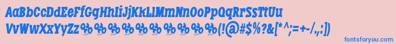 Fonte LibertatusDuasItalic – fontes azuis em um fundo rosa