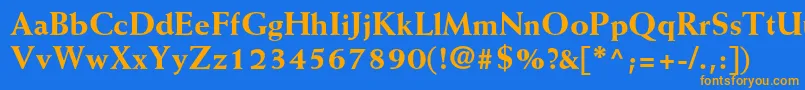 フォントWeissstdExtrabold – オレンジ色の文字が青い背景にあります。