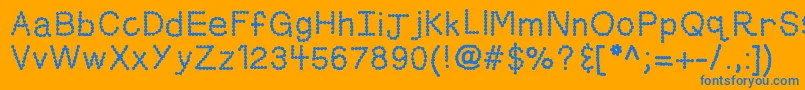 Czcionka Kbskittledup – niebieskie czcionki na pomarańczowym tle