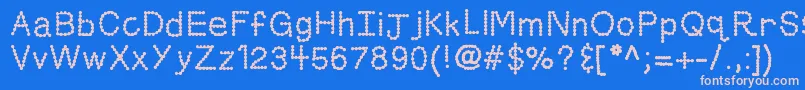 Więcej informacji o czcionce Kbskittledup Czcionka Kbskittledup – różowe czcionki na niebieskim tle