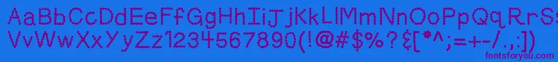 Czcionka Kbskittledup – fioletowe czcionki na niebieskim tle