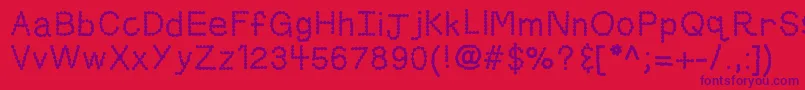 Kbskittledup-Schriftart – Violette Schriften auf rotem Hintergrund
