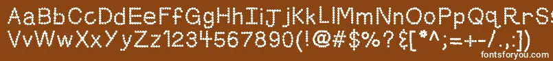 Kbskittledup-Schriftart – Weiße Schriften auf braunem Hintergrund