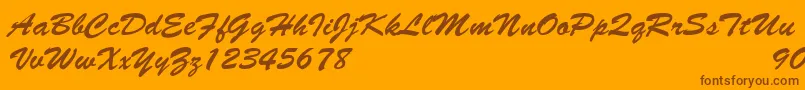 Czcionka BrushscriptNormalItalic – brązowe czcionki na pomarańczowym tle
