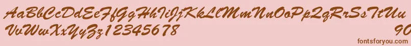 BrushscriptNormalItalic-Schriftart – Braune Schriften auf rosa Hintergrund