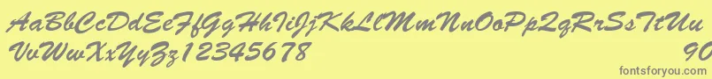 Fonte BrushscriptNormalItalic – fontes cinzas em um fundo amarelo