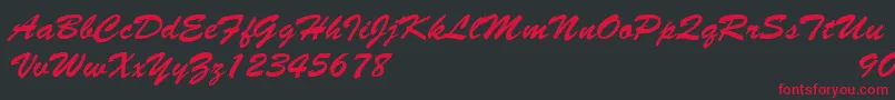 Czcionka BrushscriptNormalItalic – czerwone czcionki na czarnym tle