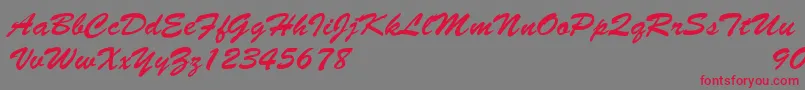 Fonte BrushscriptNormalItalic – fontes vermelhas em um fundo cinza