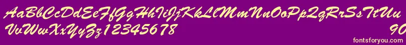 BrushscriptNormalItalic Font – Yellow Fonts on Purple Background