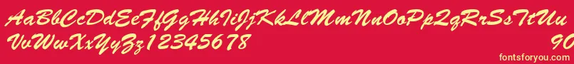 BrushscriptNormalItalic Font – Yellow Fonts on Red Background