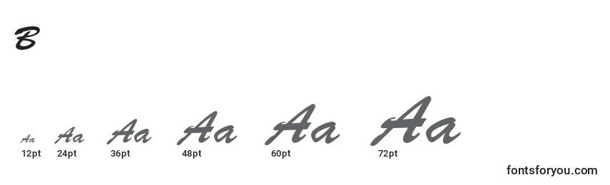 Tamanhos de fonte BrushscriptNormalItalic