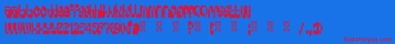 フォントBigLoadaSplatter – 赤い文字の青い背景