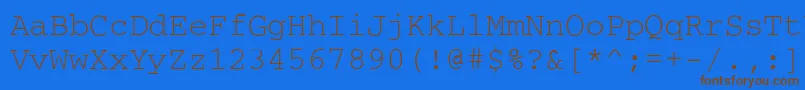 フォントCourier – 茶色の文字が青い背景にあります。