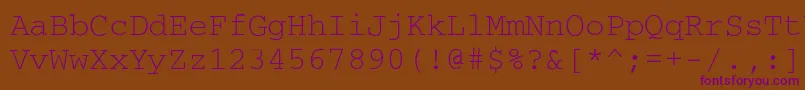 Czcionka Courier – fioletowe czcionki na brązowym tle