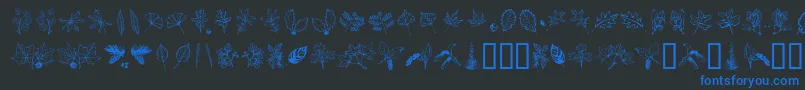 Arborisfolium-Schriftart – Blaue Schriften auf schwarzem Hintergrund