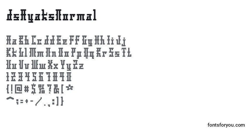 Schriftart DsAyaksNormal – Alphabet, Zahlen, spezielle Symbole