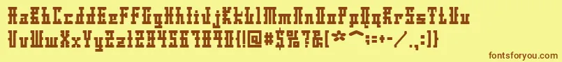 フォントDsAyaksNormal – 茶色の文字が黄色の背景にあります。