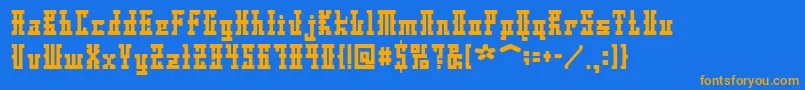 フォントDsAyaksNormal – オレンジ色の文字が青い背景にあります。