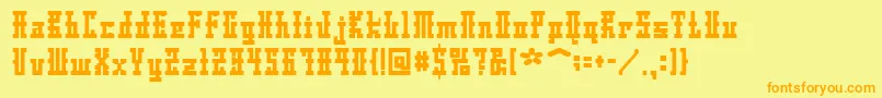 フォントDsAyaksNormal – オレンジの文字が黄色の背景にあります。