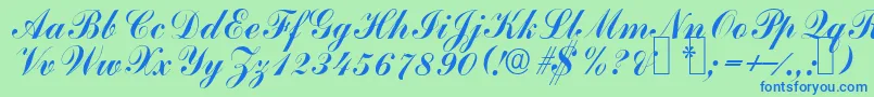 CommercialscripttwoRegular Font – Blue Fonts on Green Background