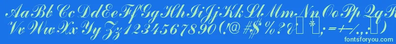 CommercialscripttwoRegular Font – Green Fonts on Blue Background