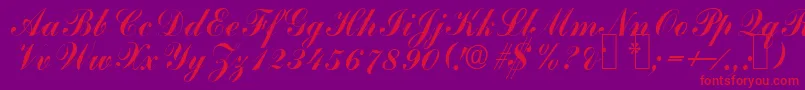 CommercialscripttwoRegular-Schriftart – Rote Schriften auf violettem Hintergrund