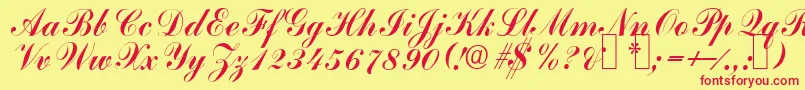 CommercialscripttwoRegular Font – Red Fonts on Yellow Background