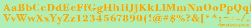 フォントBodoniSixItcBold – オレンジの文字が緑の背景にあります。