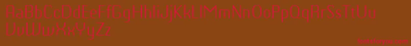 フォントChiqReducedLight – 赤い文字が茶色の背景にあります。