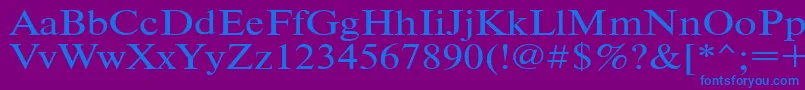 Timeset120n-fontti – siniset fontit violetilla taustalla