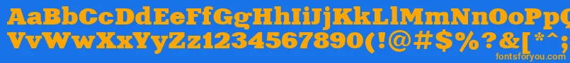 フォントXna81C – オレンジ色の文字が青い背景にあります。
