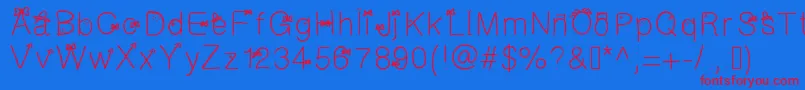 Galfont Font – Red Fonts on Blue Background