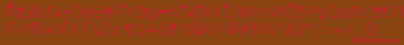 フォントGalfont – 赤い文字が茶色の背景にあります。