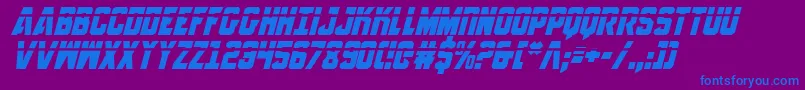 AnitllesLaserItalic-Schriftart – Blaue Schriften auf violettem Hintergrund