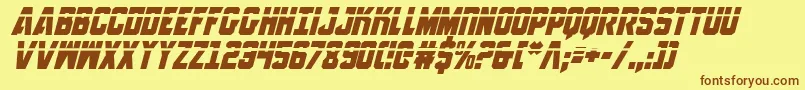 Weitere Informationen zur AnitllesLaserItalic-Schriftart AnitllesLaserItalic-Schriftart – Braune Schriften auf gelbem Hintergrund