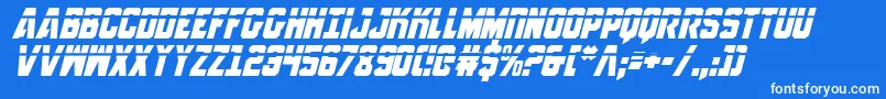 AnitllesLaserItalic Font – White Fonts on Blue Background