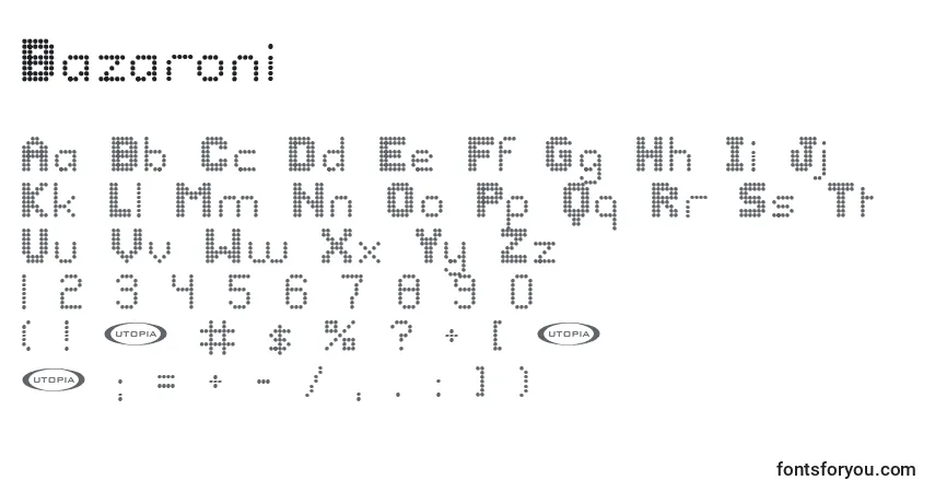 Шрифт Bazaroni – алфавит, цифры, специальные символы