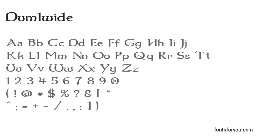 Dum1wideフォント–アルファベット、数字、特殊文字