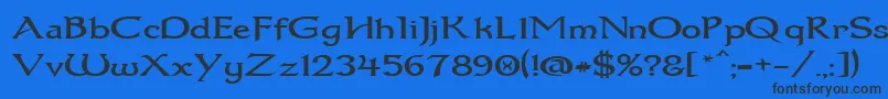 Dum1wide-Schriftart – Schwarze Schriften auf blauem Hintergrund