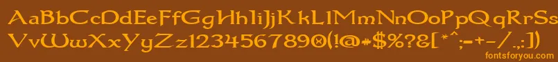 Dum1wide Font – Orange Fonts on Brown Background