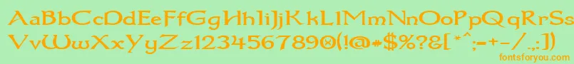 Dum1wide Font – Orange Fonts on Green Background