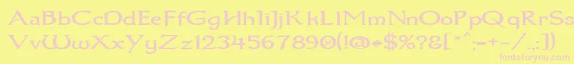 Dum1wide-fontti – vaaleanpunaiset fontit keltaisella taustalla