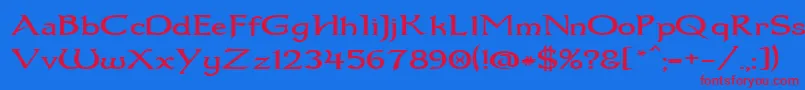 Dum1wide Font – Red Fonts on Blue Background