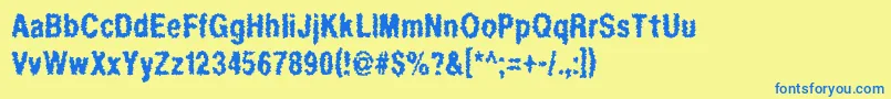 フォントRegurgitation – 青い文字が黄色の背景にあります。